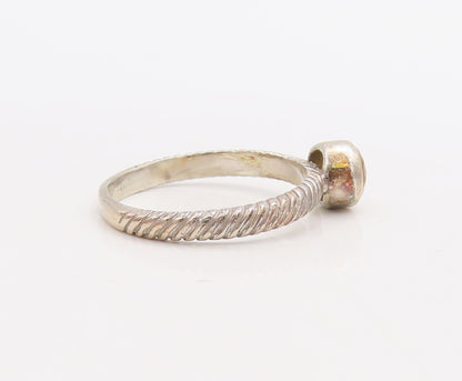 925 Sterling Silver Vintage Ring Etched Stackable Round Citrine  Sz 8  RG30530