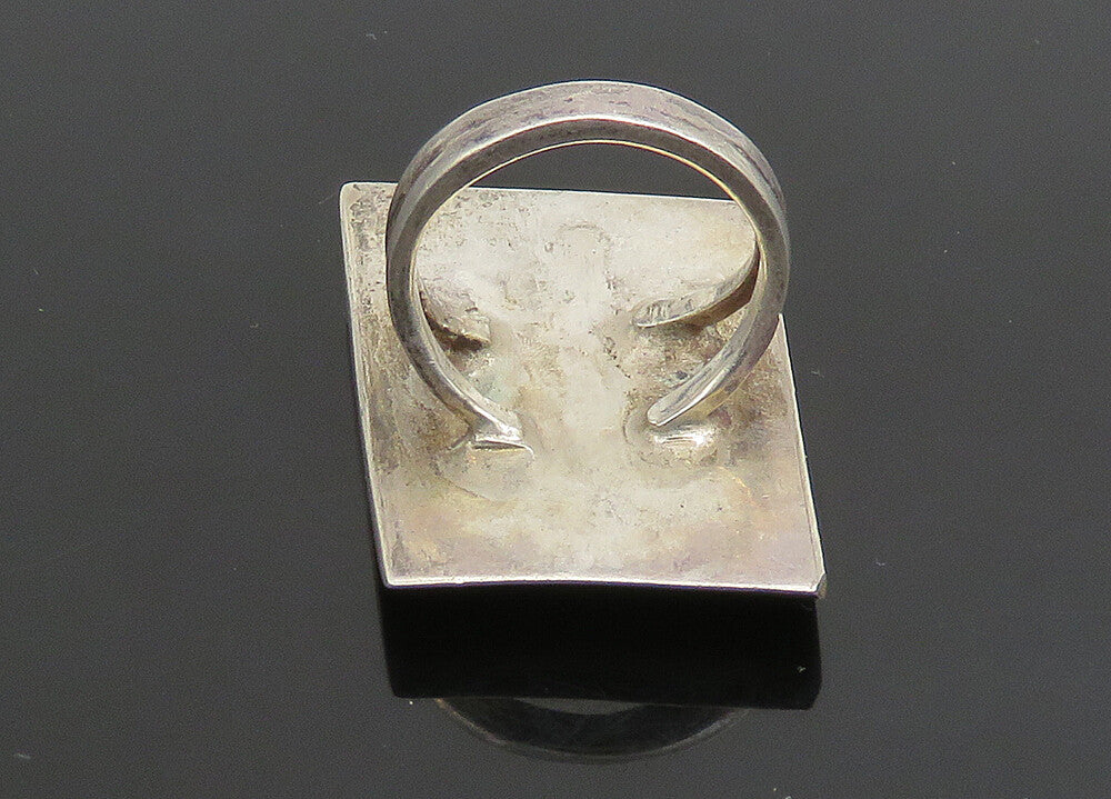 925 Sterling Silver  Vintage Smooth Hollow Square Band Ring Sz 7  RG23412