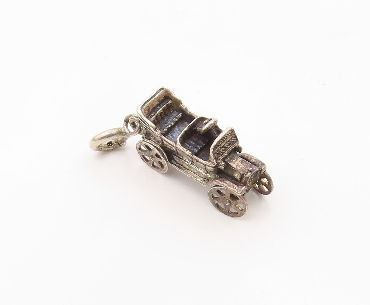 925 Sterling Silver  Vintage Oxidized Old Fashioned Automobile Pendant  PT6983