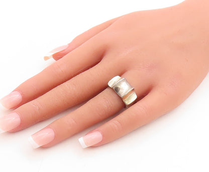 925 Sterling Silver Vintage Ring Dark Tone Minimalist u Cutouts  Sz 6  RG31395