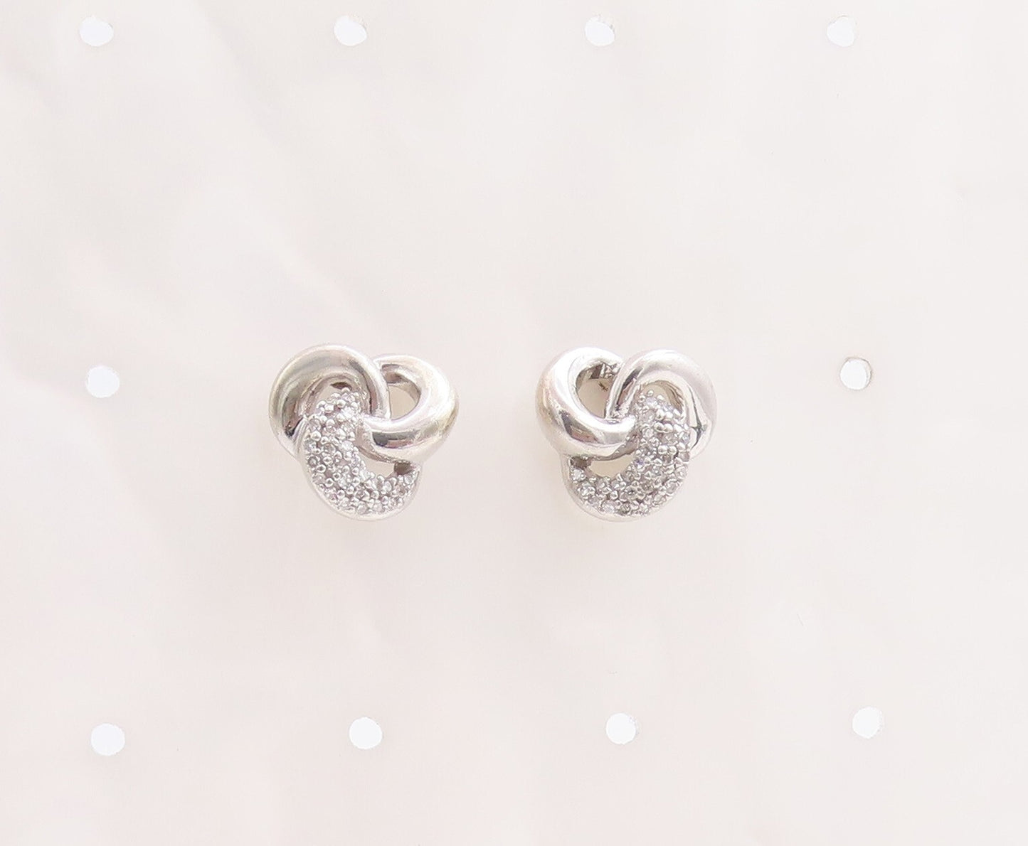 925 Sterling Silver Vintage Earrings Real Diamonds Interlocked Loops  EG13290