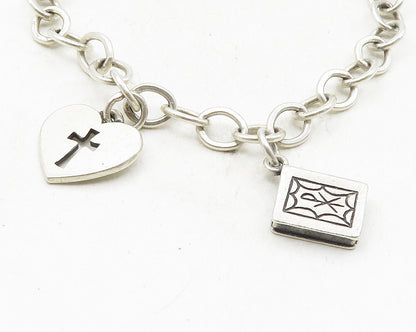 JAMES AVERY 925 Sterling Silver Vintage Cross & Bible Charmed Bracelet  BT4300