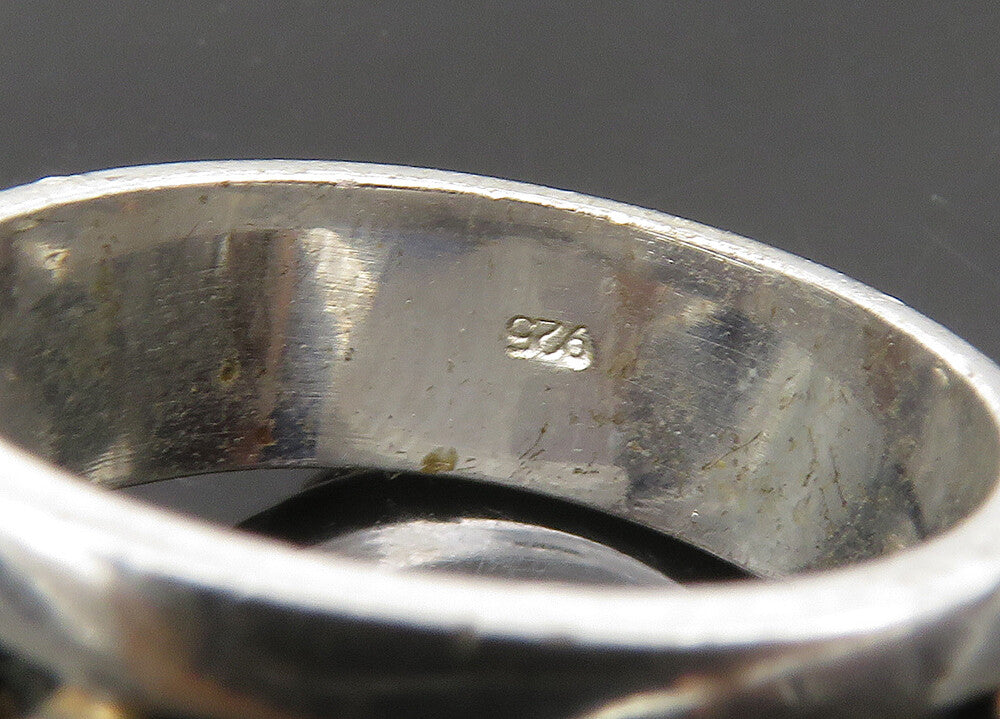 925 Sterling Silver  Vintage Two Tone Spiked Design Band Ring Sz 7  RG22500
