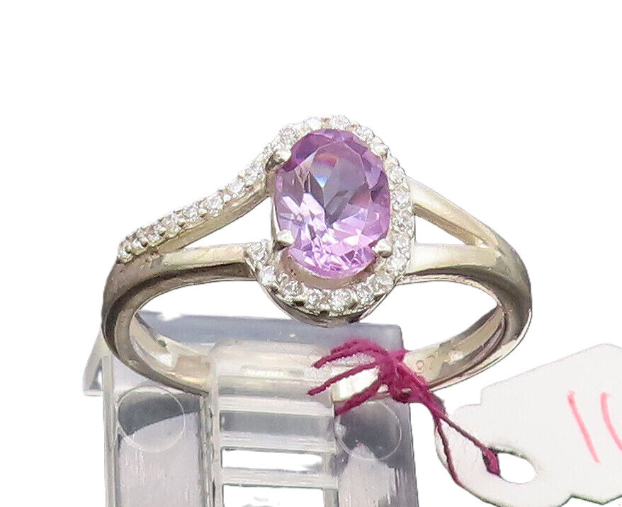 925 Sterling Silver  Vintage Minimalist 2 Tone Topaz Cutout Ring Sz 8 RG27020