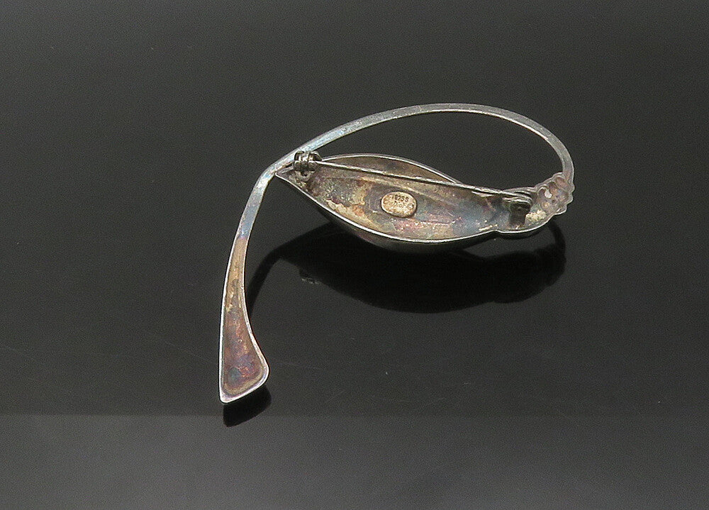 CHRISTIAN DIOR 925 Sterling Silver Vintage Antique Floral Brooch Pin  BP8777