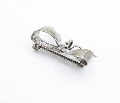 CARL ART 925 Silver  Vintage Dark Tone Bow Tied Ribbon Brooch Pin  BP2113