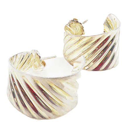 RLM STUDIO 925 Sterling Silver  Vintage Shiny Fluted JHoop Earrings  EG4803
