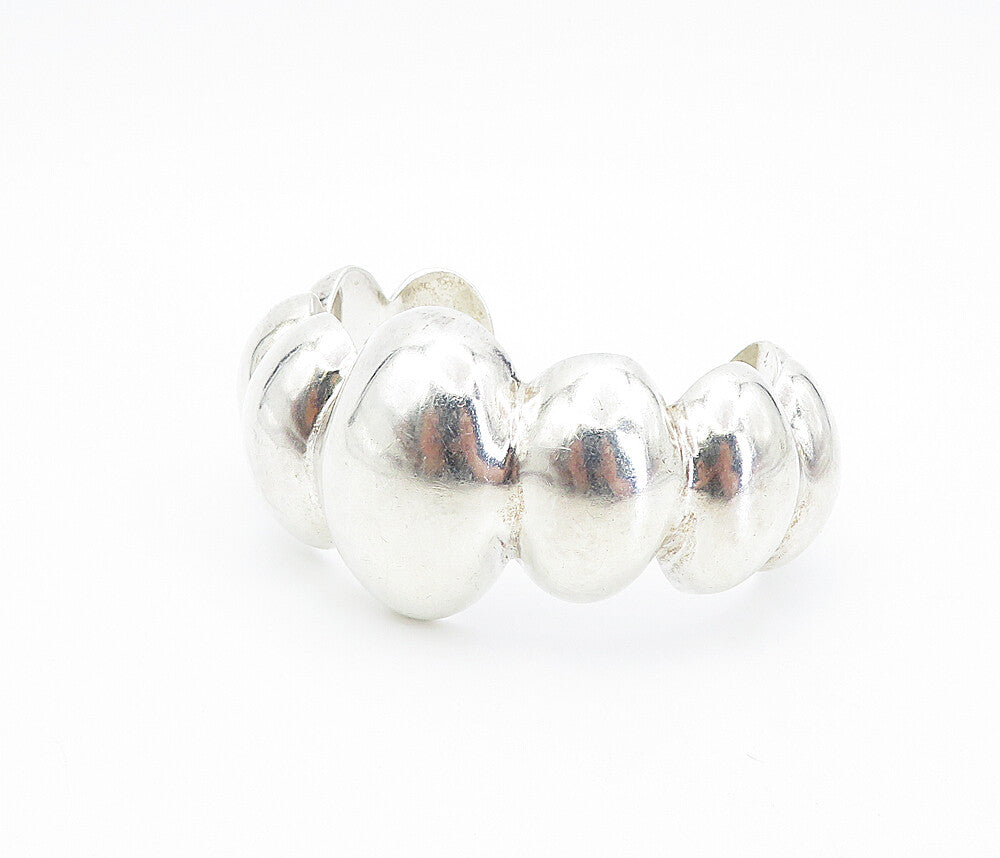 LOS BALLESTEROS 925 Silver Vintage Shiny Hollow Fluted Cuff Bracelet  BT3567