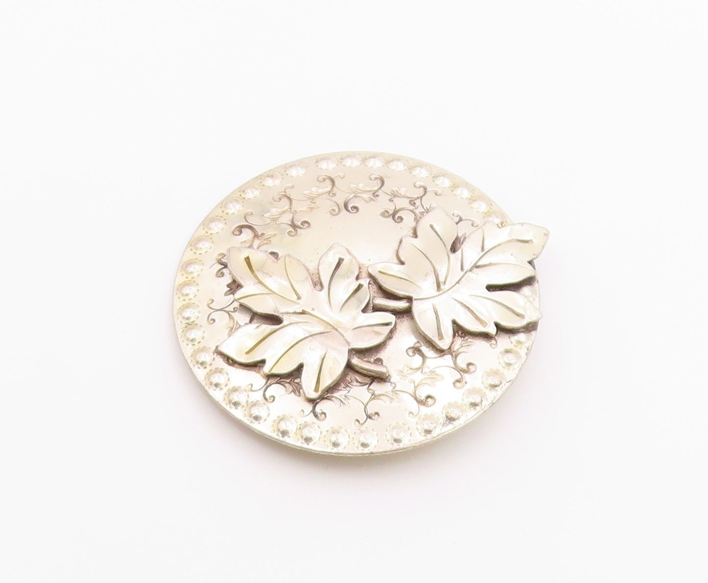 GRET BARKIN 925 Silver  Vintage Oak Leaf Swirl Pattern Brooch Pin  BP9385