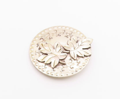 GRET BARKIN 925 Silver  Vintage Oak Leaf Swirl Pattern Brooch Pin  BP9385