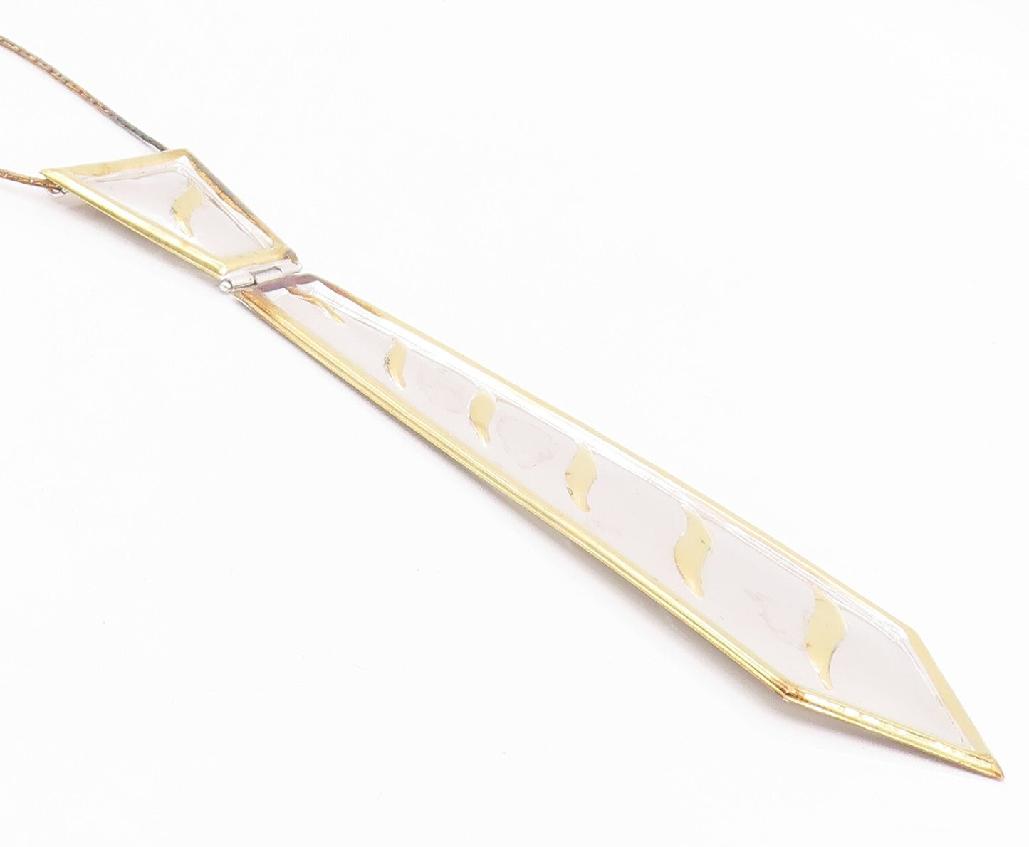 925 Sterling Silver Vintage Necklace Gold Plated Designer Tie Design Cut  NE4433