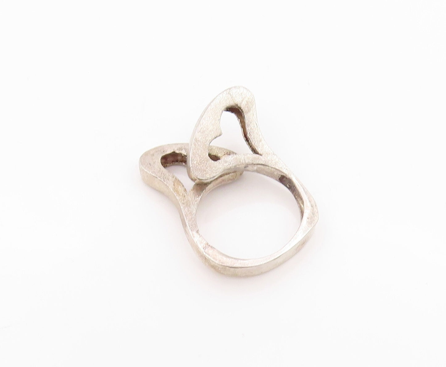 925 Sterling Silver Vintage Ring ISRAEL Dark Tone Cutout Hearts  Sz 8  RG31759