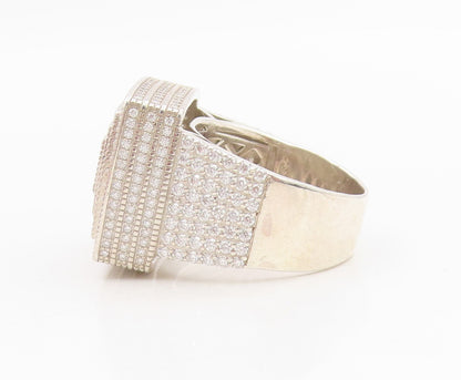 925 Sterling Silver Vintage Ring Sparkling CZ Geometric Dome Band Sz 11 RG34337