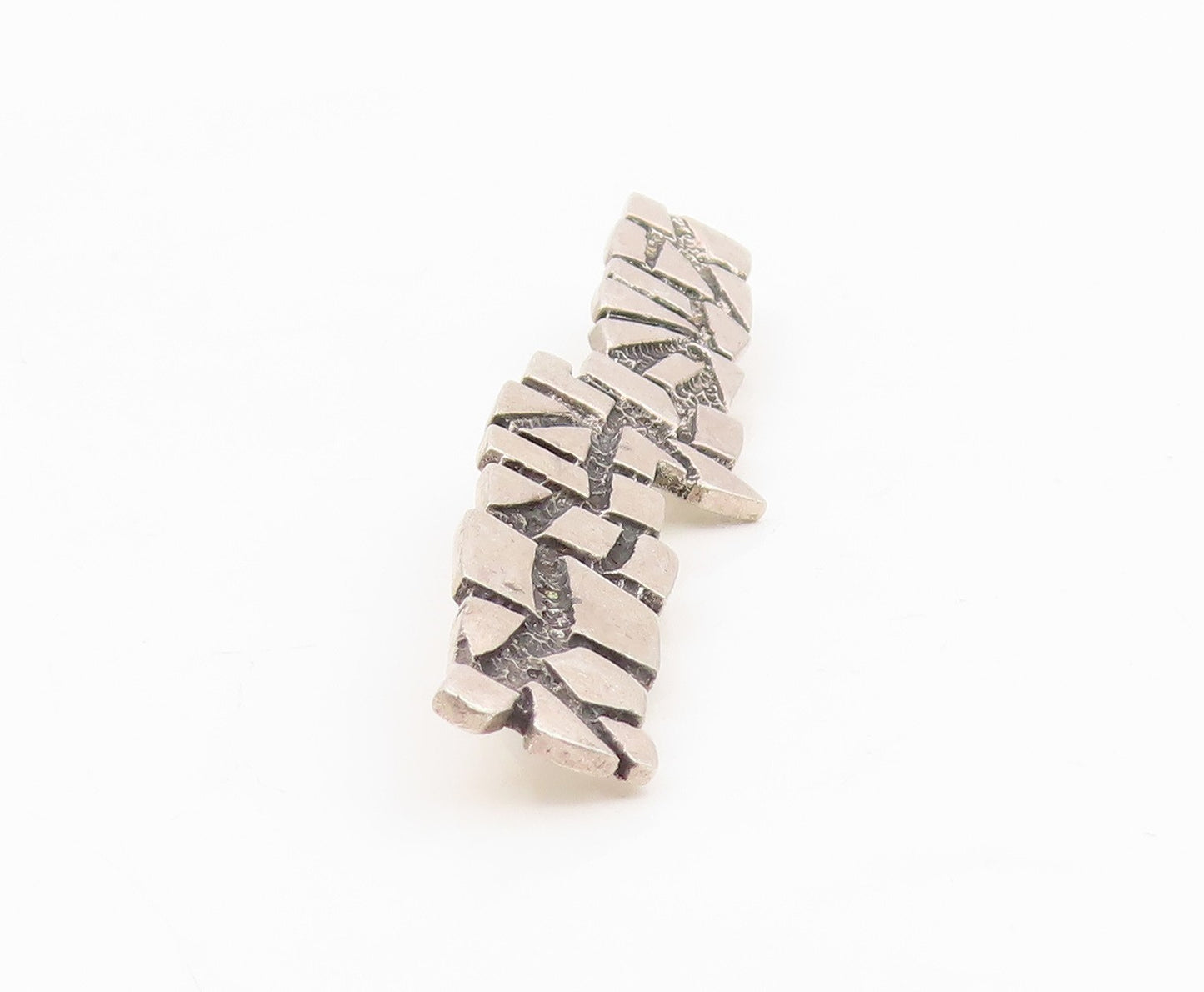 925 Sterling Silver Vintage Brooch Brutalist Cracked Pavement Design  BP12117