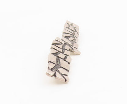 925 Sterling Silver Vintage Brooch Brutalist Cracked Pavement Design  BP12117