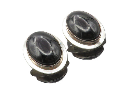 CAROL FELLEY 925 Sterling Silver   Vintage Black Onyx Drop Earrings  EG5086