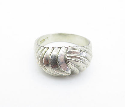 925 Sterling Silver  Vintage Fluted Dome Design Round Band Ring Sz 6  RG4757