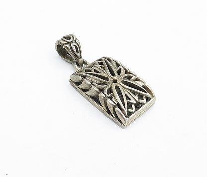 925 Sterling Silver  Vintage Dark Tone Floral Cutout Design Pendant  PT3257