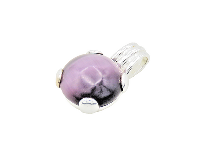 925 Sterling Silver  Vintage Cabochon Purple Cat's Eye Stone Pendant  PT14890