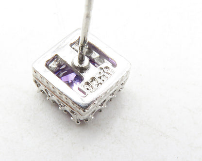 925 Sterling Silver  Sparkling Purple Cubic Zirconia Stud Earrings  EG6508