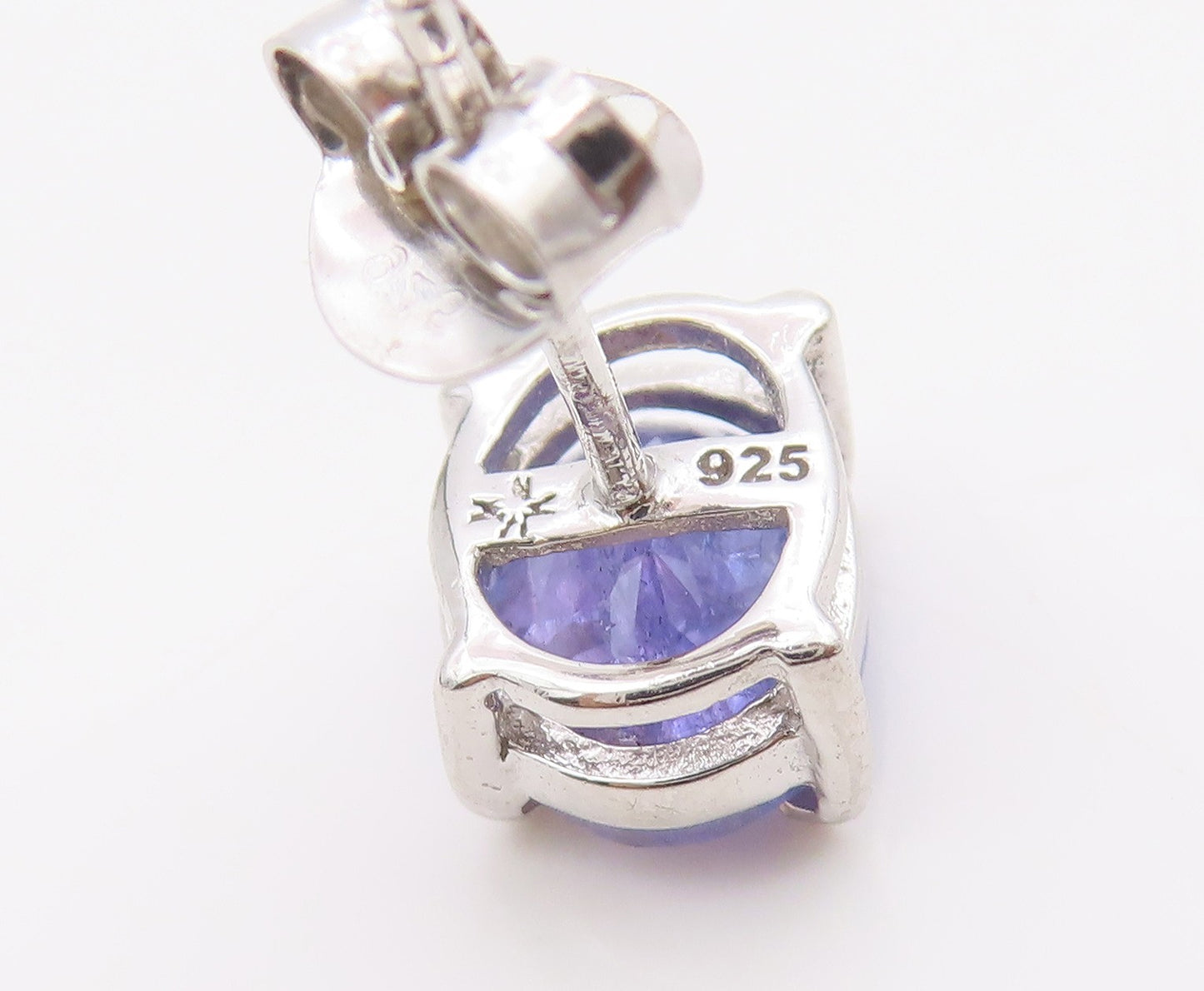 925 Sterling Silver Vintage Earrings Oval Cut Natural Tanzanite Studs  EG13912