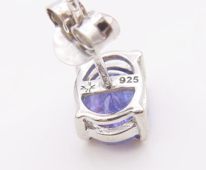 925 Sterling Silver Vintage Earrings Oval Cut Natural Tanzanite Studs  EG13912