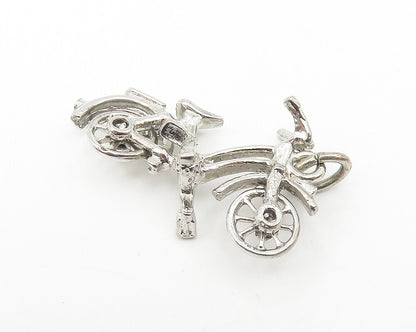 925 Sterling Silver  Vintage Petite Shiny Bicycle Motif Drop Pendant  PT8700