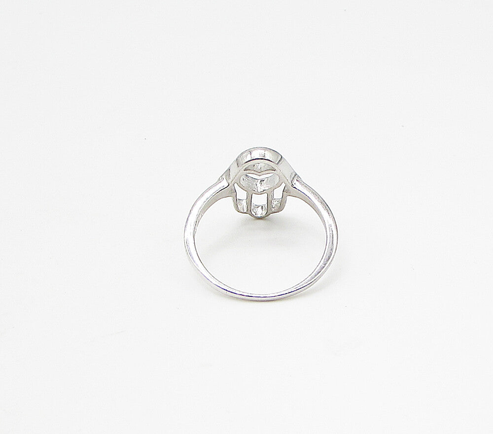 925 Sterling Silver  Cut Out Love Heart Hamsa Band Ring Sz 7  RG3347