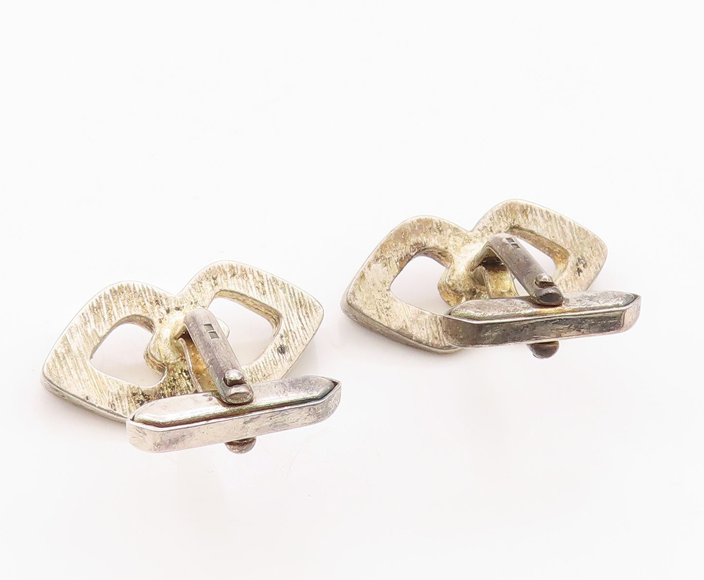 925 Sterling Silver  Vintage Shiny Open Infinity Loop Cuff Links  TR1641