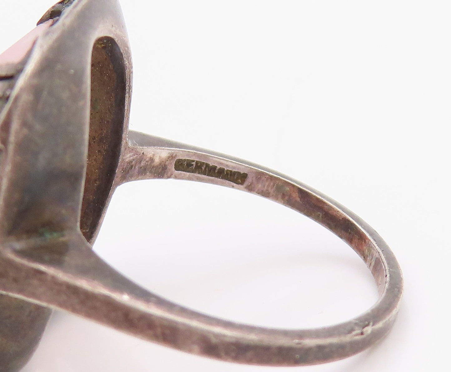 925 Sterling Silver Vintage Ring EUROPE Victorian Gemstone  Sz 6  RG33285