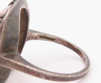 925 Sterling Silver Vintage Ring EUROPE Victorian Gemstone  Sz 6  RG33285