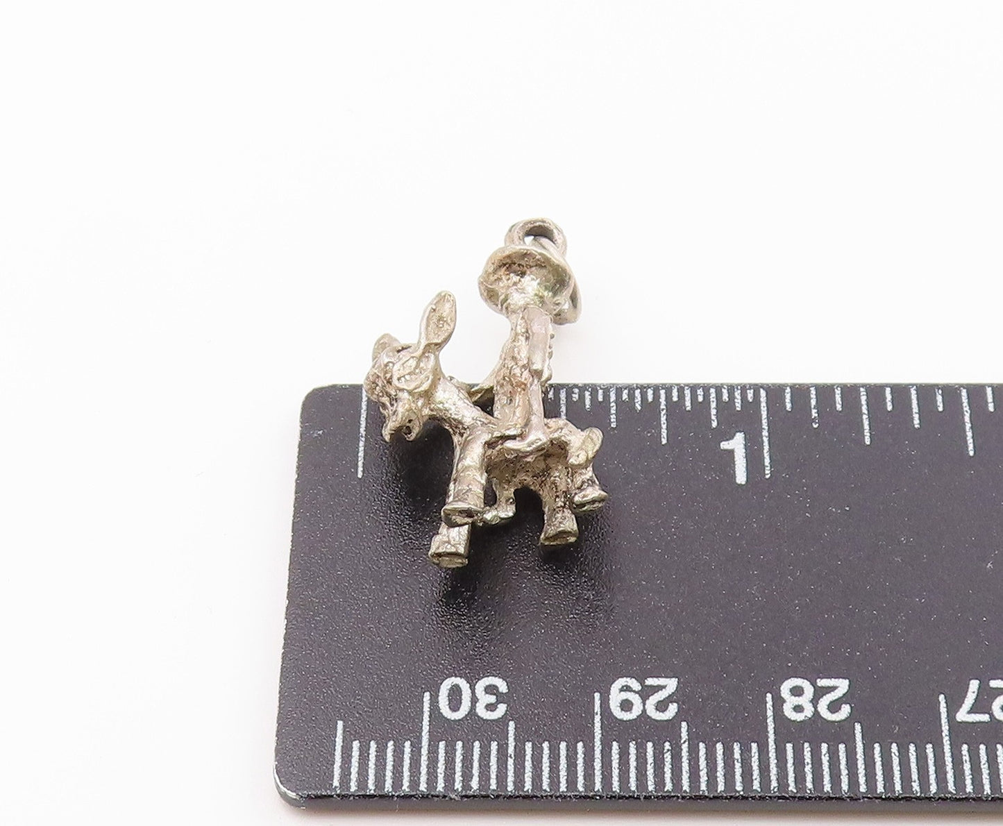 925 Sterling Silver  Vintage Man Riding Donkey Petite Pendant  PT15982
