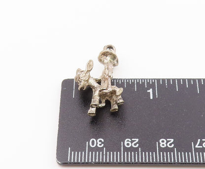 925 Sterling Silver  Vintage Man Riding Donkey Petite Pendant  PT15982