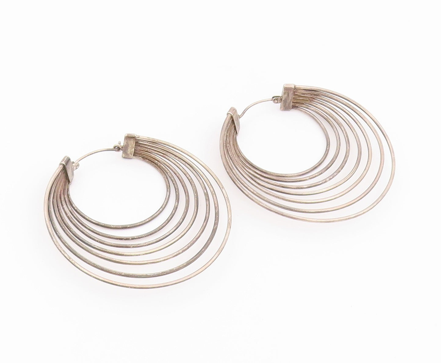 925 Sterling Silver Vintage Earrings Classic Cascade Loop Strand Hoop  EG14531