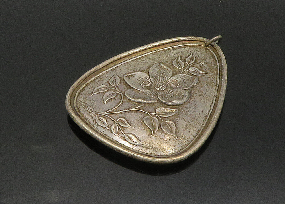 TOWLE 925 Silver  Vintage Antique 1973 Floral Swirl Birds Pendant  PT15660