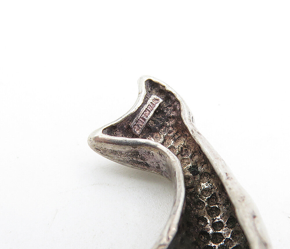 925 Sterling Silver  Vintage Dark Tone Leaping Dolphin Motif Pendant  PT3473