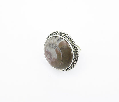 925 Sterling Silver  Cabochon Cut Brown Jasper Cocktail Ring Sz 8  RG8447