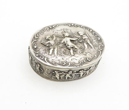 GERMANY Solid Silver Vintage Antique Dancing Scene Jewelry Box (OPENS) TR1150