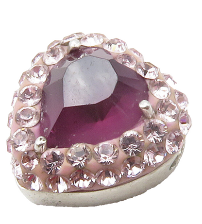 925 Sterling Silver  Shiny Amethyst & Topaz Love Heart Slide Pendant  PT11929