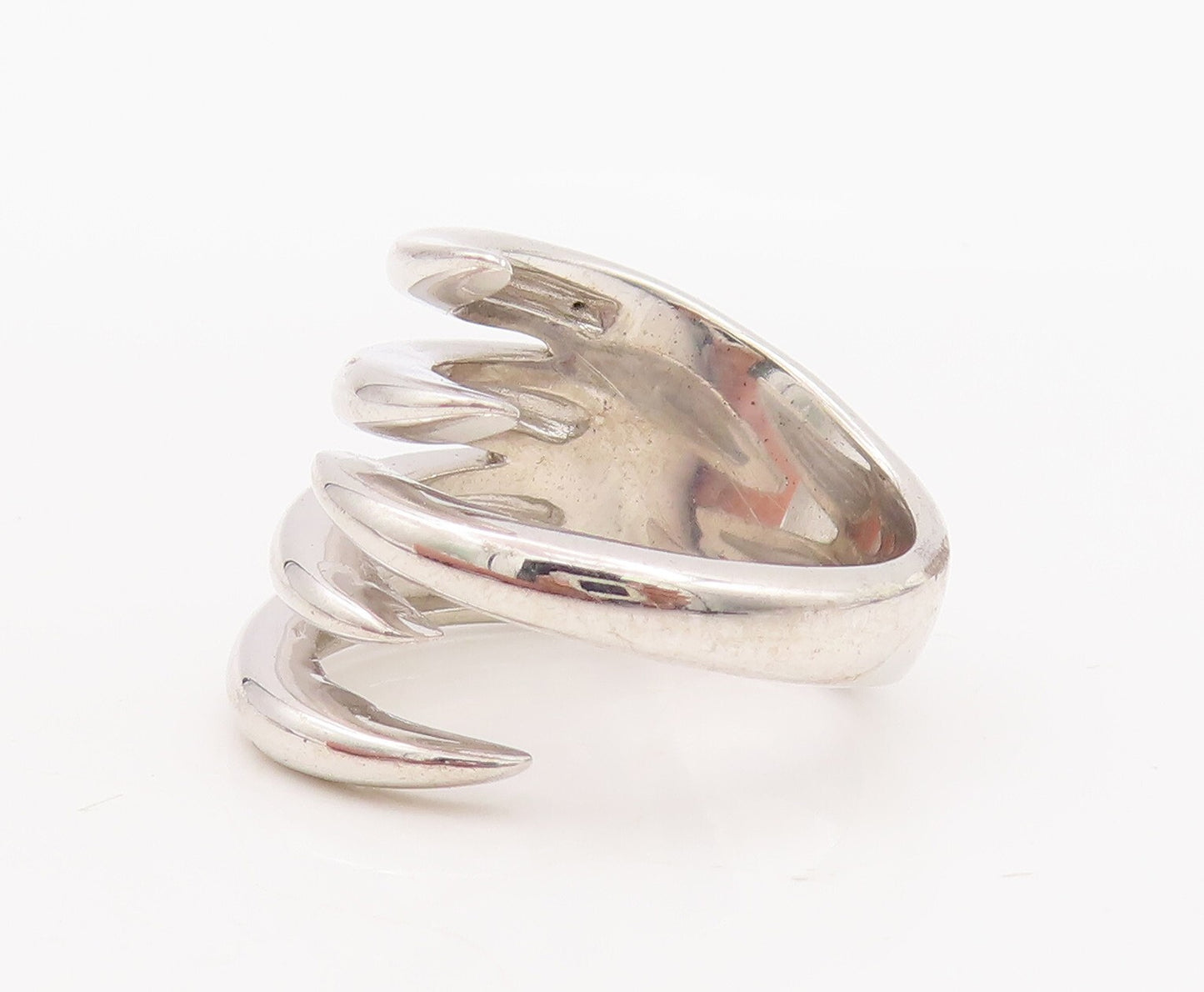 925 Sterling Silver Vintage Ring Modernist Solid Cutout Spikes   Sz 7.5  RG29103