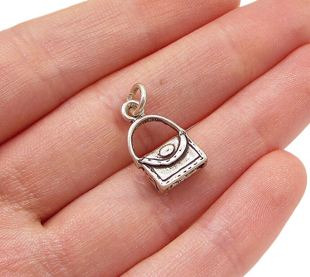 925 Sterling Silver  Vintage Lady's Purse Charm Pendant  PT1828