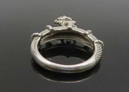 JUDITH RIPKA 925 Silver  Vintage Topaz Love Heart Charm Band Ring Sz 8 RG23529