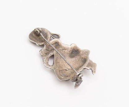 925 Sterling Silver Vintage Brooch Pin Antique Small Girl With Basket  BP10656
