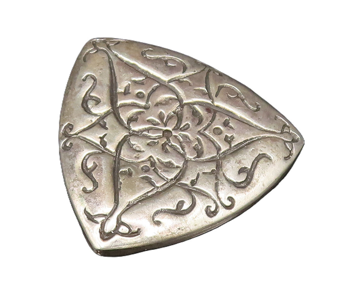 ATARA 925 Silver  Vintage Engraved Swirls Triangular Brooch Pin  BP10018