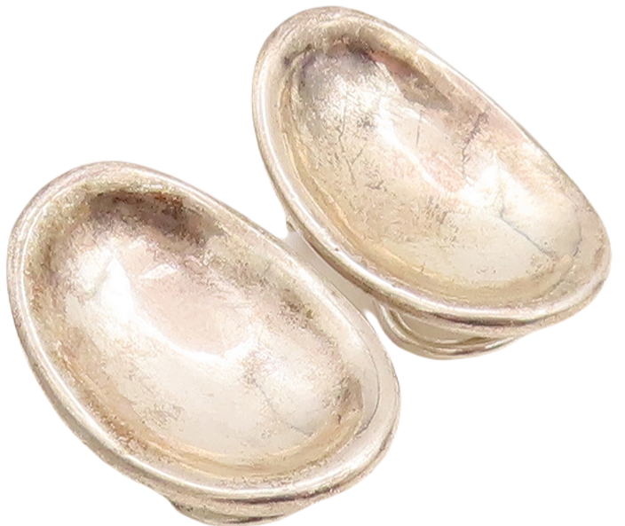 925 Sterling Silver Vintage Earrings Solid Designer Oval Bowl Shape  EG13139