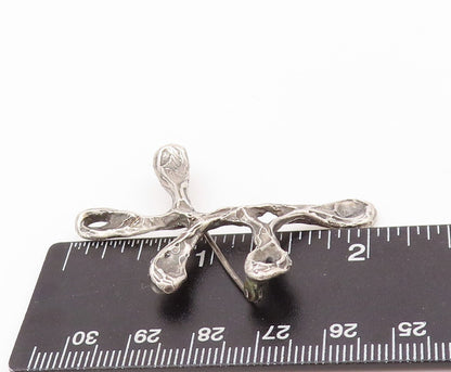 925 Sterling Silver Vintage Brooch Pin Brutalist Cutout Chi Symbol  BP11190
