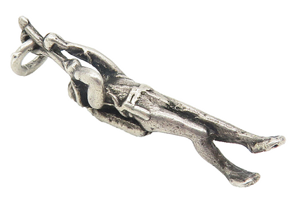 925 Sterling Silver  Vintage Petite Male Scuba Diver Pendant  PT9224