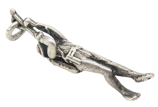 925 Sterling Silver  Vintage Petite Male Scuba Diver Pendant  PT9224