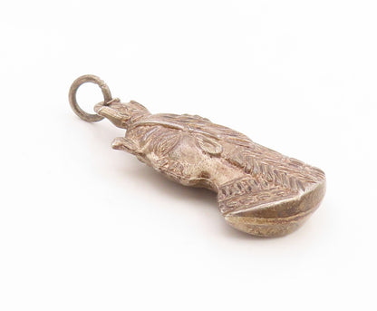 925 Sterling Silver Vintage Pendant Etched Egyptian Pharaoh Headdress  PT25808