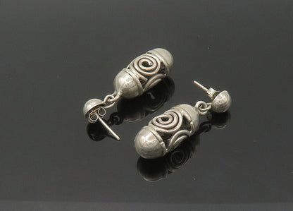 MEXICO 925 Silver  Vintage Spiral Detail Hollow Dangle Earrings  EG10864